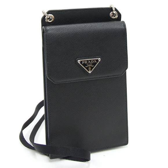 Prada Pochette Leather Smartphone Bag Crossbody Case Shoulder Black - Picture 1 of 8